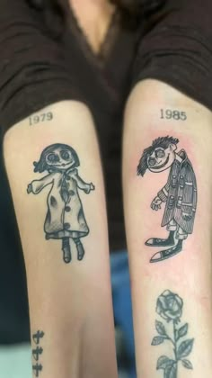 two people with matching tattoos on their arms