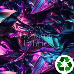 purple and blue metallic fabric with the words sew dynamic fabrics