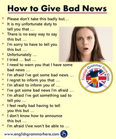 a poster with the words how to give bad news written in english and an image of a woman's face