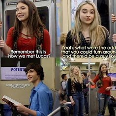 two girls and one boy are on the subway