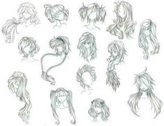 some drawings of different hairs and hair styles