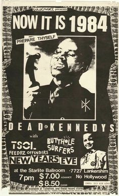 an old concert poster for the dead kennedys