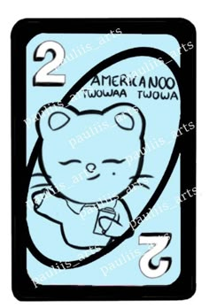 an animal playing card with the number two in it's center and numbers on each side