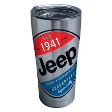 a stainless steel jeep tumbler with the word jeep printed on it's side