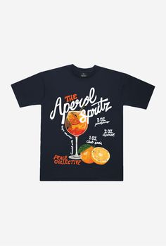 The Aperol Spritz Premium T-Shirt - Navy Fit Female, Graphic Tee Outfits, Shirt Design Inspiration, Souvenir Shop, Aperol Spritz, Selling Clothes, Female Model, Tee Outfit, Long Sleeve Sweatshirts