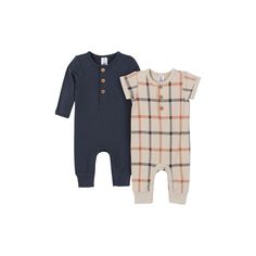 Get your little one ready for any adventure with our adorable 2-pack of baby rompers! This set includes one short sleeve romper and one long sleeve romper, giving you options for both warm and cool days. Crafted from soft cotton with spandex for a slight stretch, these rompers provide unbeatable comfort and flexibility for all their playtime fun. Leg snaps make it easy to complete a diaper change without removing the entire outfit, and with the partial button-down style, you can easily adjust th Leg Snaps, Gerber Baby, Toddler Romper, Baby Rompers, Plaid Outfits, Short Sleeve Romper, Toddler Boy Outfits, Baby Boy Or Girl, Short Sleeve Bodysuit