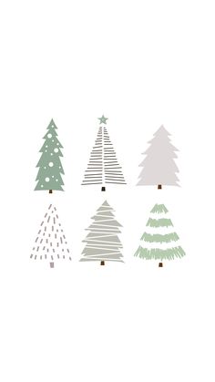 four christmas trees in different colors on a white background