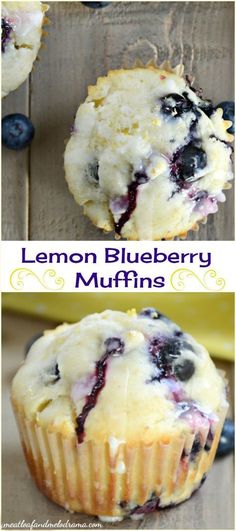 lemon blueberry muffins with fresh blueberries in the middle and on top