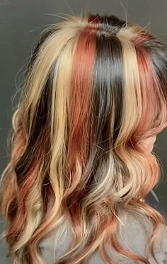 #calico #calicocat #hair #haircolor #chunkyhighlights #hairstyles Cute Hair Color Ideas For Summer, Easy Hair Dye Ideas, Calico Hair Aesthetic, Calico Colored Hair, Pink Calico Hair, Colors To Dye Blonde Hair, Calico Hair Blonde, Calico Aesthetic