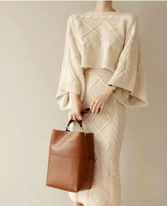 Skandinavian Fashion, Knitted Suit, Long Sleeve Casual Dress, Dress Sweater, Body Con Skirt, Same Style, Knit Set