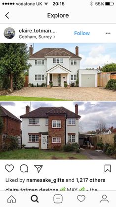 two houses that are on the same page, one is white and the other is brown