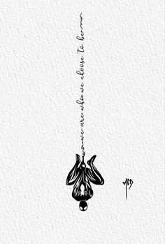 a black and white drawing of a bell hanging from a string