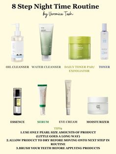 Night Skincare Routine For Combination Skin, Korean Night Skincare Routine, Korean Night Routine, Korean Night Cream, Night Routine Skincare, Night Time Skincare Routine, Moisturizer For Combination Skin, Night Skincare