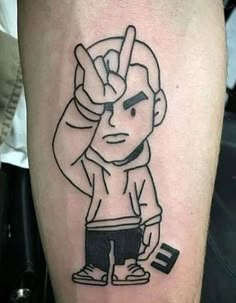 a man's arm with a cartoon character on it