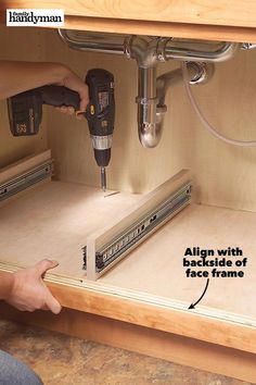 Diy Kitchen Projects, Kitchen Sink Storage, Under Sink Storage, Carpentry Diy, Sink Storage