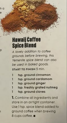 a recipe for hawaiian coffee spice blend