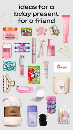 the contents of an assortment of cosmetics and personal care products are shown in this image