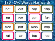 words flashcards with the words that are in different colors and font, which appear to be