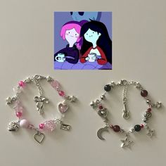 available in my etsy! Cute Beaded Jewelry, Marceline X Bubblegum, Fancy Jewelry, Beaded Keychains, One Tree, Bracelet Crafts