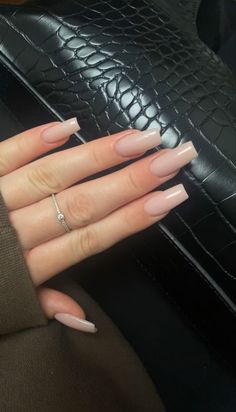 Off White Acrylics, Plain Square Acrylic Nails, Clean Girl Nails Square, Plain Nails, Grunge Nails