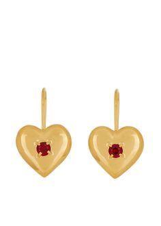 Lover Earrings - Red / Polished Gold – Mondo Mondo Lover Earrings, Gold Heart Earring, Heart Earring, Digital Closet, Golden Earrings, Future Wardrobe, Heart Shaped Earrings, Earrings Inspiration, Heart Drop Earrings