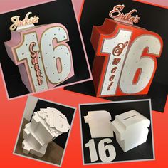 Sweet sixteen gift card boxes ready to go. Gift Card Boxes Diy, Card Box Diy, Diy Card Box, Sweet Sixteen Party