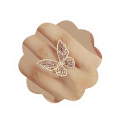 PRICES MAY VARY. Package include: 1* butterfly finger ring Color: Gold-purple. Adjustable size,inner diameter--16.5mm/0.65in(approx), fits finger size 6 to 9(Fig.6) Material: High-quality copper, cubic zircon and crystal. Not allergic, no color fading Great gift: Exquisite appearance,it’s a perfect gift for Mother's Day, Valentine's Day, Wedding, Christmas, Birthdays, Halloween and so on Occasion: Easy to match your different hair style and outfits, suitable for daily jewelry or any other occasi Knuckle Ring, Crystal Butterfly, Daily Jewelry, Butterfly Ring, Knuckle Rings, Butterfly Jewelry, Ring Color, Wedding Christmas, Finger Ring