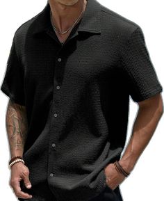 Sleeve Shirt Outfit, Formal Attire For Men, Street Work, Classy Outfits Men, Black Button Down Shirt, Men's Button Down Shirt, Shirt Dress Casual, Pleated Fabric, Autumn Fashion Casual