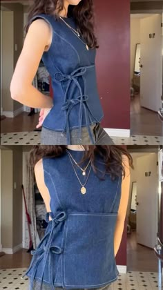 Top Made From Jeans, Winter Tank Top Outfits, Sawing Idea Clothes, Jeans Into Top, Clothes Modification, Art Fashion Clothes, Sewing Ideas Clothes, Trending 2024, Sewing Clothing