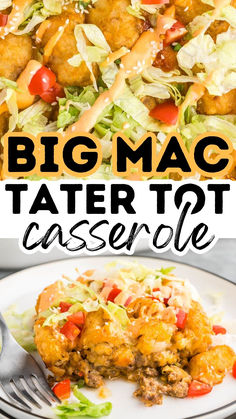 casserole in a dish with ground beef and tater tots Big Mac Tater Tot Casserole, Copycat Big Mac Sauce, Tots Recipes, Copycat Big Mac, Ground Beef Recipes Mexican, Big Mac Sauce, Mac Sauce, Tater Tot Casserole Recipes, Ground Beef Recipes Healthy