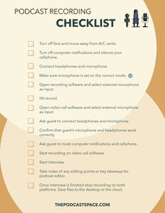 a checklist with the words, top 10 recording tips