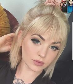 Blonde Hairstyles With Bangs, Rhianna Hairstyles, Blond Hairstyles, 2020 Hairstyles, Blonde Hair With Bangs, Bangs For Women, Blonde Hairstyles, Penteado Cabelo Curto, Short Hair With Bangs