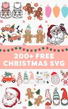 christmas svg clipart bundle with santa claus and other holiday related items in the background