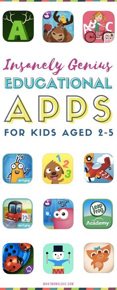 the cover of an instructional book for kids ages 2 - 5 with many different app icons