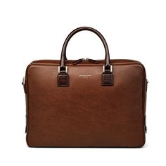 Tobacco Brown Small Mount Street Laptop Bag | Aspinal Briefcase Bag, Laptop Briefcase, Leather Laptop Bag, Aspinal Of London, Signature Hardware, Leather Laptop, Comfortable Tops, Full Grain Leather, Kate Spade Top Handle Bag