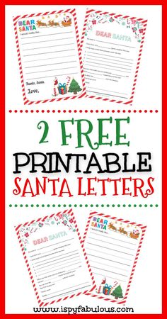 two free printable santa letter worksheets for kids