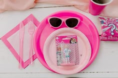 Party Cutlery from Chic Barbie Birthday Party | Kara's Party Ideas Girls Barbie Birthday Party, Pink And White Color Palette, Barbie Jeep, Barbie Pool Party, Glam Studio, Mini Photo Sessions, Barbie Kids