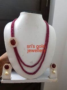 Ruby Haram, Diy Jewelry Necklace Beads, Ruby Jewelry Necklaces, Black Beads Mangalsutra Design, Bridal Pearl Necklace, Beaded Jewelry Necklaces