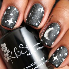 6. Cosmic Halloween Moon And Stars Nails, Stars Nails, Halloween Nail Art Ideas