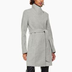 Brand New. Never Worn. Very Flattering Fit! Fits True To Size. Wool Wrap Coat, Grey Calvin Klein, Great Coat, Wind Protection, Free Jeans, Long Wool Coat, Long Trench, Long Trench Coat, Wrap Coat