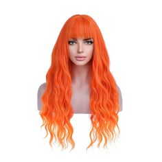 Mannequin Hair, Performance Ideas, Bang Wig, Wig Head, Ombre Wig, Mannequin Dress, Steampunk Cosplay, Orange Ombre, Sports Game