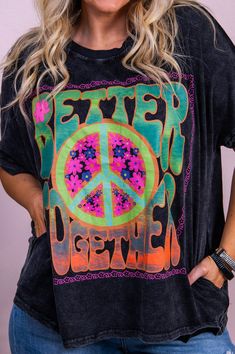 Better Together Black/Multi Color Floral Peace Sign Top - T10169BK Floral Peace Sign, Beauty Soul, Cami Slip Dress, Lip Beauty, Wear Necklaces, Bandeau Dress, Beauty Eyes, Athleisure Wear, Short Leggings