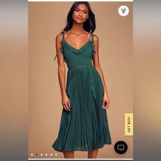 Tie Straps Emerald Green Maxi Dress Green Dress Knee Length, Pleated Dress Midi, Midi Dress Wedding, Tie Strap Dress, Midi Dress Wedding Guest, Good Woman, Emerald Green Dress, Never A Dull Moment, Emerald Green Dresses