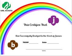 a certificate with a rainbow in the background and an image of a bear on it