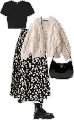 Clothing Inspiration Midsize, Black Modest Outfits, Winter Skirt Outfit With Boots, Casual Church Outfits, Flower Skirt Outfit, Sunday Best Outfit, Cute Business Casual, 일본 패션