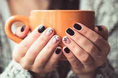 Deep Red Nail Polish, Lifestyle Photography Women, Deep Red Nails, Orange Cups