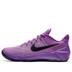 Joining Nike Basketball in 2003, Kobe Bryant soon branded himself as the “Black Mamba”. His signature sneakers often offer a sleek low-top that contrasts against his high profile.\n Kobe Sneakers, Bball Shoes, Purple Basketball Shoes, The Black Mamba, Ball Shoes, Lakers Basketball, Kobe Shoes, Lebron Shoes