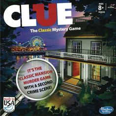 clue the classic mystery game with a magnifying glass in front of a house