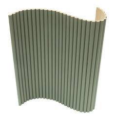 an image of a curved wall made out of green corrugated sheets on white background with clippings for text