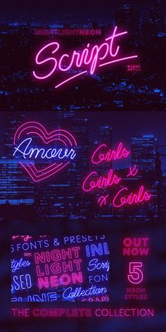 neon signs are lit up in the dark for valentine's day celebrations and special events